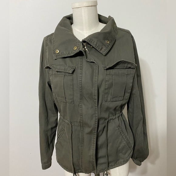 2 for $20 ⚜️ Old Navy Army Green Utility Jacket w Pockets Adjustable Size Small - Picture 2 of 6